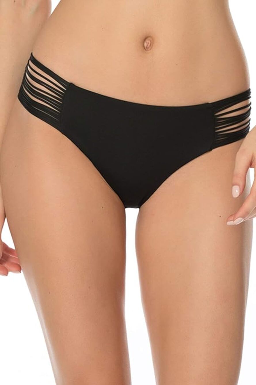 ISABELLA ROSE Women's Beach Solids Multi-String Tab Side Hipster Bikini Bottom L